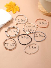 9入組水鑽愛心裝飾串珠手鏈 - 彩色 - 查看 3