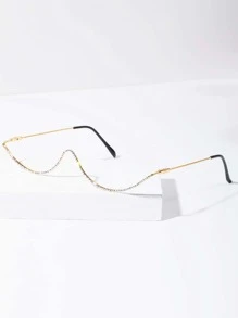 Rhinestone Decor Glasses Frame - Gold - View 1