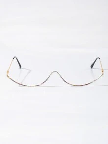 Rhinestone Decor Glasses Frame - Gold - View 2