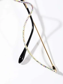 Rhinestone Decor Glasses Frame - Gold - View 3