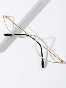 Rhinestone Decor Glasses Frame - Gold - View 4