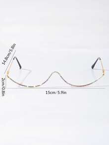 Rhinestone Decor Glasses Frame - Gold - View 5