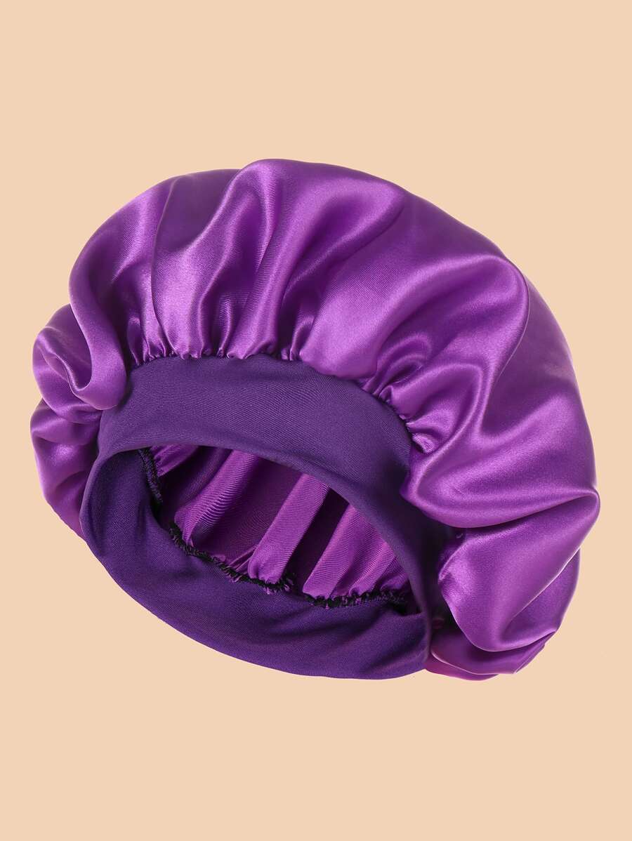 Solid Hair Bonnet Silk Bonnet Satin Bonnet - Purple - View 1