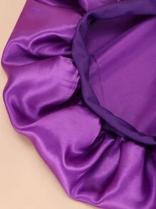Solid Hair Bonnet Silk Bonnet Satin Bonnet - Purple - View 3