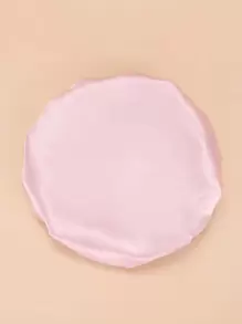 Solid Drawstring Detail Hair Bonnet Silk Bonnet Satin Bonnet - Pink - View 2