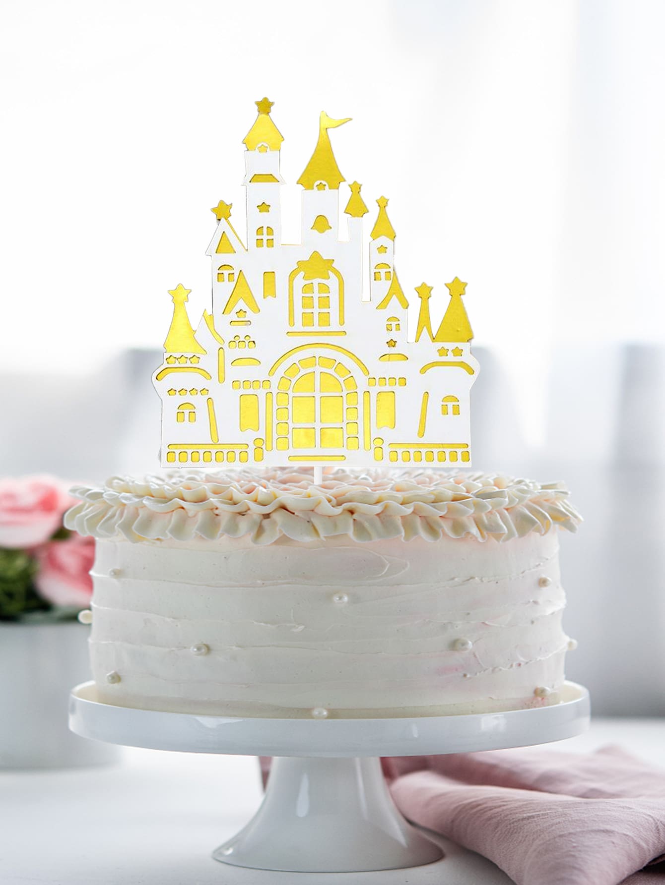 1 pieza Decoración de pastel castillo en forma de - Amarillo - Ver 1