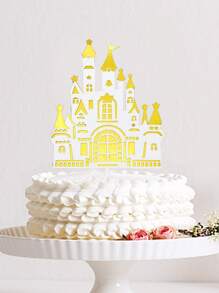 1 pieza Decoración de pastel castillo en forma de - Amarillo - Ver 2