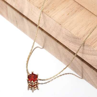 Cubic Zirconia Round Charm Necklace