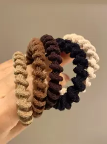 5pcs Women Elasticity Solid Hair Tie Casual,Woman Head Accessories, Woman Hair Accessories Hair Ties Ponytail Holders Hair Elastics Hair Rubber Bands Scrunchies Hair Rope, Hair Bobbles Gym Beauty Makeup Woman Accessories Elastic Band - Multicolor - View 2