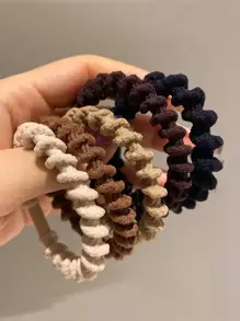 5pcs Women Elasticity Solid Hair Tie Casual,Woman Head Accessories, Woman Hair Accessories Hair Ties Ponytail Holders Hair Elastics Hair Rubber Bands Scrunchies Hair Rope, Hair Bobbles Gym Beauty Makeup Woman Accessories Elastic Band - Multicolor - View 3