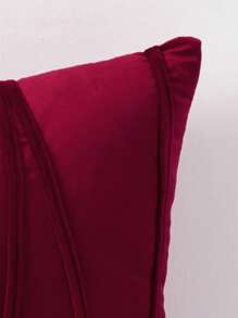 1 件天鵝絨蝴蝶結裝飾枕套 - 酒紅色 - 查看 3