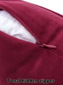 1 件天鵝絨蝴蝶結裝飾枕套 - 酒紅色 - 查看 4