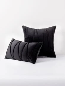 1入組簡約靠墊套黑色抱枕套不含枕芯適用於沙發家居裝飾 - 黑色 - 查看 1