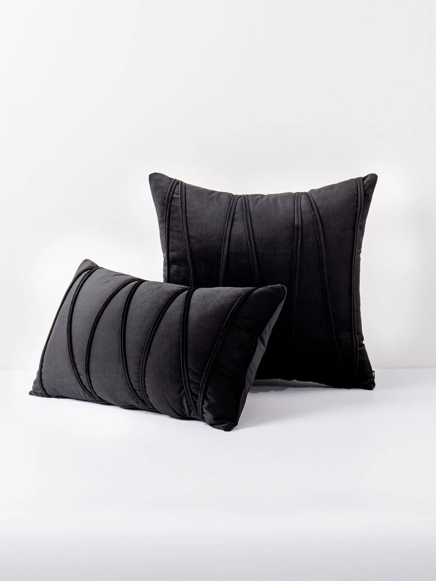 1入組簡約靠墊套黑色抱枕套不含枕芯適用於沙發家居裝飾 - 黑色 - 查看 1