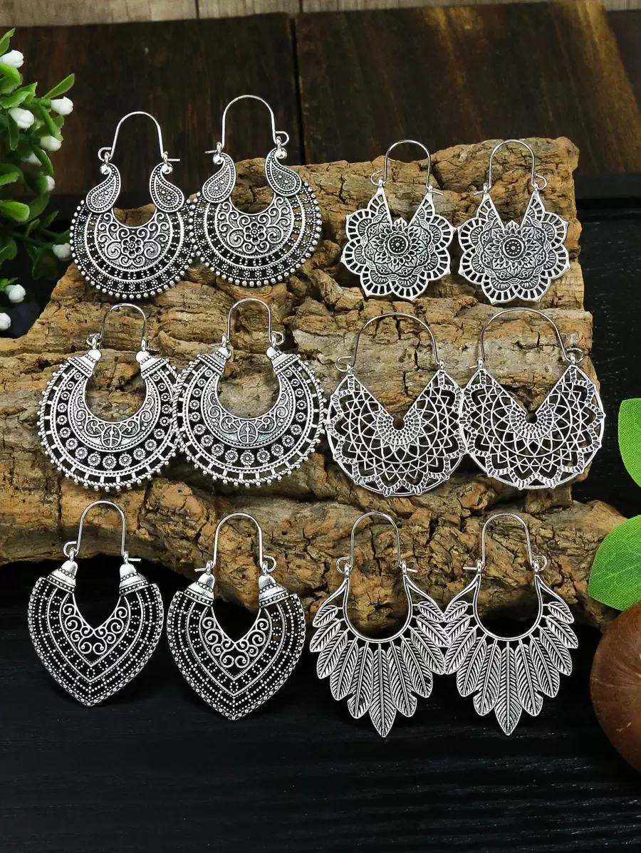 TopHanqi 6pairs Hollow Out Hoop Earrings