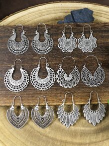 TopHanqi 6pairs Hollow Out Hoop Earrings
