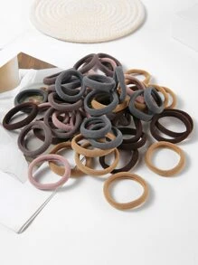 50pcs Solid Hair Tie Ponytail Holder Hair Elastic Hair Rope - Multicolor - View 2