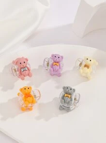 5入組卡通熊裝飾髮爪