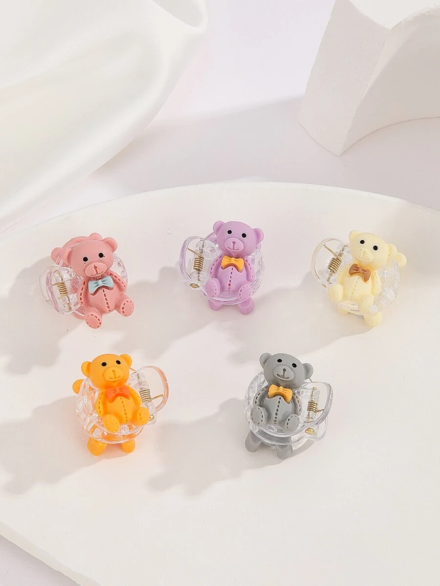 5入組卡通熊裝飾髮爪