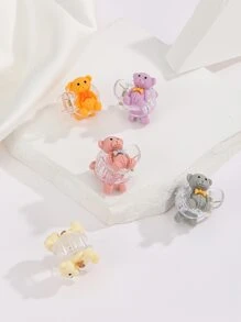 5入組卡通熊裝飾髮爪