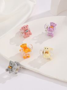 5入組卡通熊裝飾髮爪