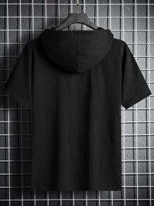 Manfinity Homme Men T-Shirts Fit Drop Shoulder Short Sleeve Slogan Tee Letter Graphic Casual Simple Summer Polyester - Black - View 2