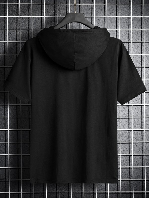 Manfinity Homme Men Letter Pattern Drawstring Hooded Tee | SHEIN USA