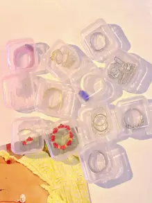 30件/20件/10件塑料矩形透明药盒首饰收纳盒耳环项链戒指收纳盒带盖返校