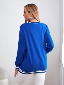 SHEIN Maternity Letter Graphic Drop Shoulder Sweatshirt - Royal Blue - View 2