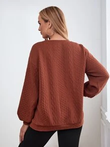 SHEIN Maternity Drop Shoulder Sweatshirt - Coffee Brown - View 2