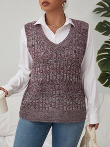 Calvaya 1 pieza Chaleco de punto tejido jaspeado - Púrpura malva - Ver 6