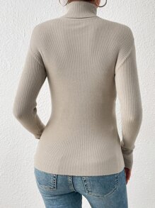 SHEIN Privé 高領條紋針織套頭毛衣