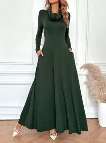 EMERY ROSE Đầm Túi màu trơn Thanh lịch - màu xanh lá - Xem 1