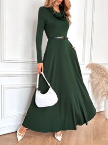 EMERY ROSE Đầm Túi màu trơn Thanh lịch - màu xanh lá - Xem 4