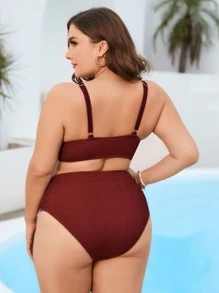 Conjunto de bikini sólido de talla grande para verano en la playa