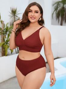 Conjunto de bikini sólido de talla grande para verano en la playa