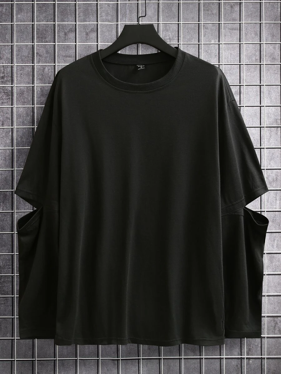 Manfinity Hypemode Loose Fit Men's Cut Out Drop Shoulder T-Shirt - Black - View 1