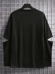 Manfinity Hypemode Loose Fit Men's Cut Out Drop Shoulder T-Shirt - Black - View 2