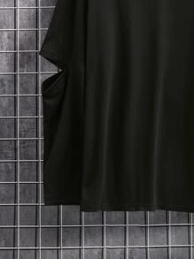 Manfinity Hypemode Loose Fit Men's Cut Out Drop Shoulder T-Shirt - Black - View 4