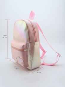 Chicas Mochila con corazón con diseño de parche - Rosa - Ver 4