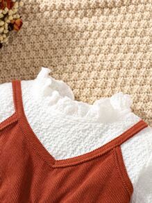 嬰兒褶邊假兩件荷葉邊下擺襯衫和喇叭褲 - 彩色 - 查看 3