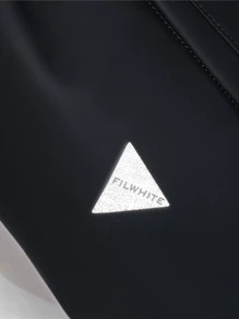 男士反光腰部字母圖案包胸包 - 黑色 - 查看 3