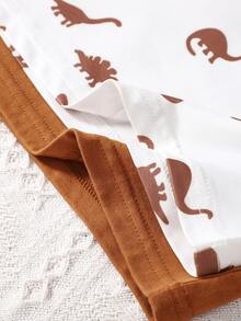 Baby Jungen 1 Stück T-Shirt mit Dinosaurier Aufdruck & 1 Stück einfarbiges T-Shirt