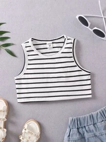 Young Girl Striped Print Tank Top