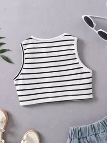 Young Girl Striped Print Tank Top
