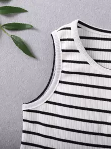Young Girl Striped Print Tank Top