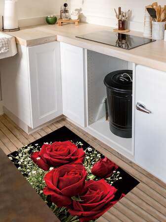 1入組花卉圖案廚房地墊