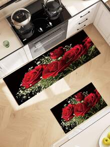 1入組花卉圖案廚房地墊 - 彩色 - 查看 2