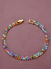 1入流行女式多彩鑽石手鍊，簡約個性細鏈手鍊 - 彩色 - 查看 11