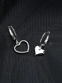 心形耳墜 - 銀色 - 查看 2